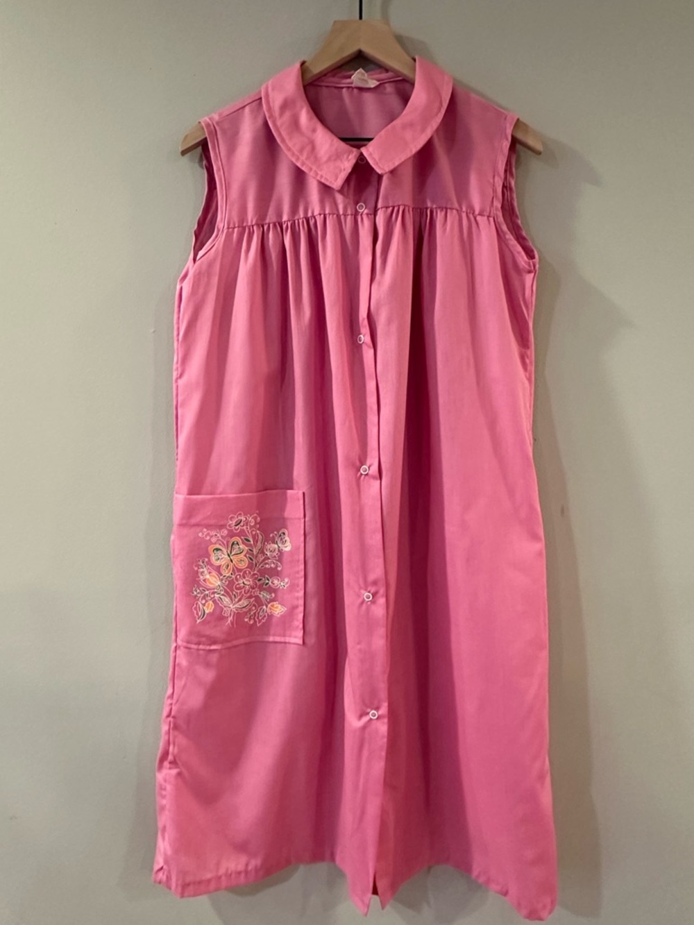Vintage Pink Sleeveless Midi Dress/House Dress